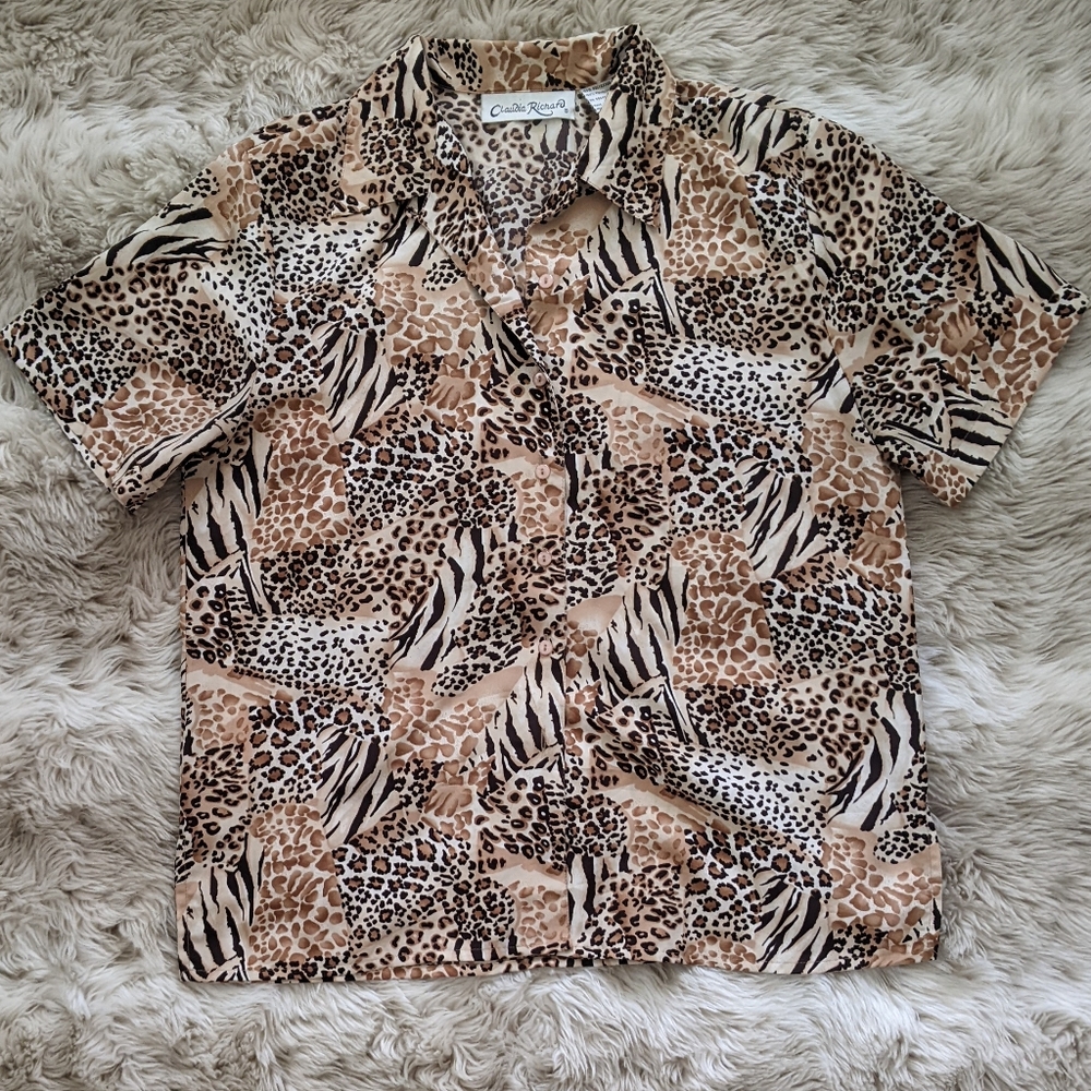 Vintage Animal Print Button Down